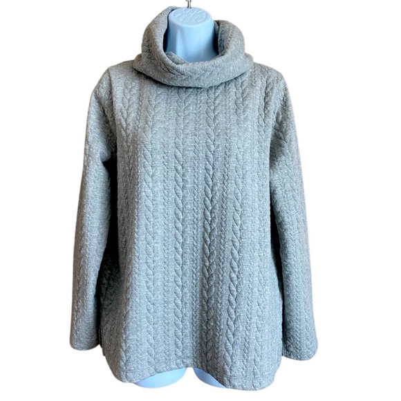 J. Crew Sweaters - J. Crew Heather Gray Cable Knit Cowl-neck Long Sleeve Size Small